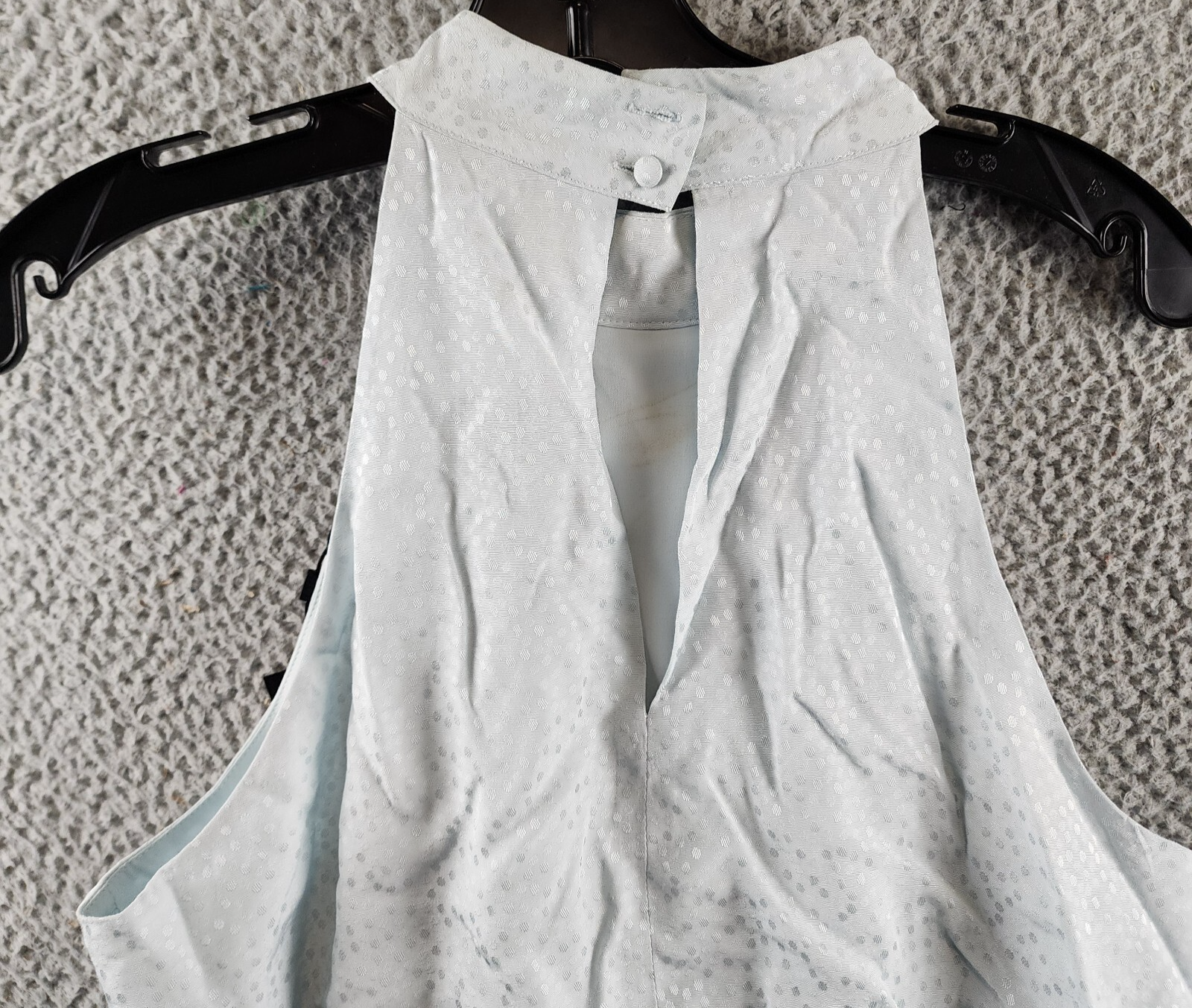 BCBGMAXAZRIA Halter Neck Sleeveless Overdraped Side Tie Top Women's M Blue - Picture 17 of 17