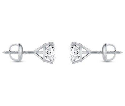 Pre-owned Shine Brite With A Diamond 2 Ct Round Real 14k White Gold Simulate Diamond Earrings Studs Martini Screwback In White/colorless