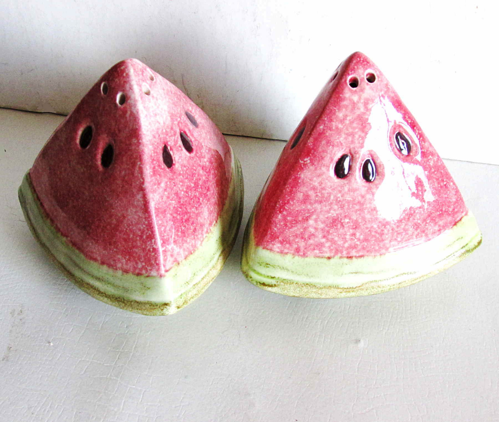 Watermelon Slices Salt Pepper Shakers Ceramic Plastic Stoppers FREE SH