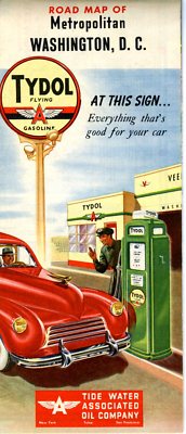 1948 Tide Water Tydol Road Map: Washington, D. C. NOS