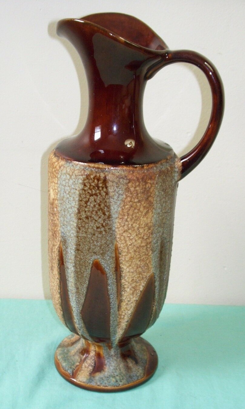 Vintage Haeger USA Pottery Brown Sand Lava Drip Glaze 12 1/2