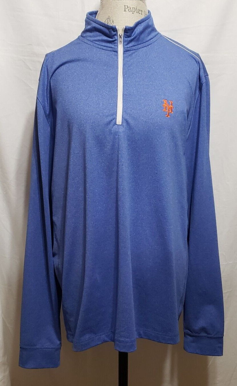 Johnnie-O CMKO1030 1/4 Zip Prep Formance NY Mets Pullover - Blue