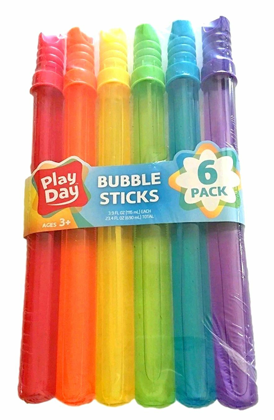 Play Day Bubble Sticks 6 Pack Rainbow Color Sticks Easter Play Outdoor Toy New