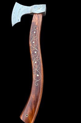 Handmade Hatchet . Damscus  Axe Wooden Art Handle Chopping Axe Best Gift For Him