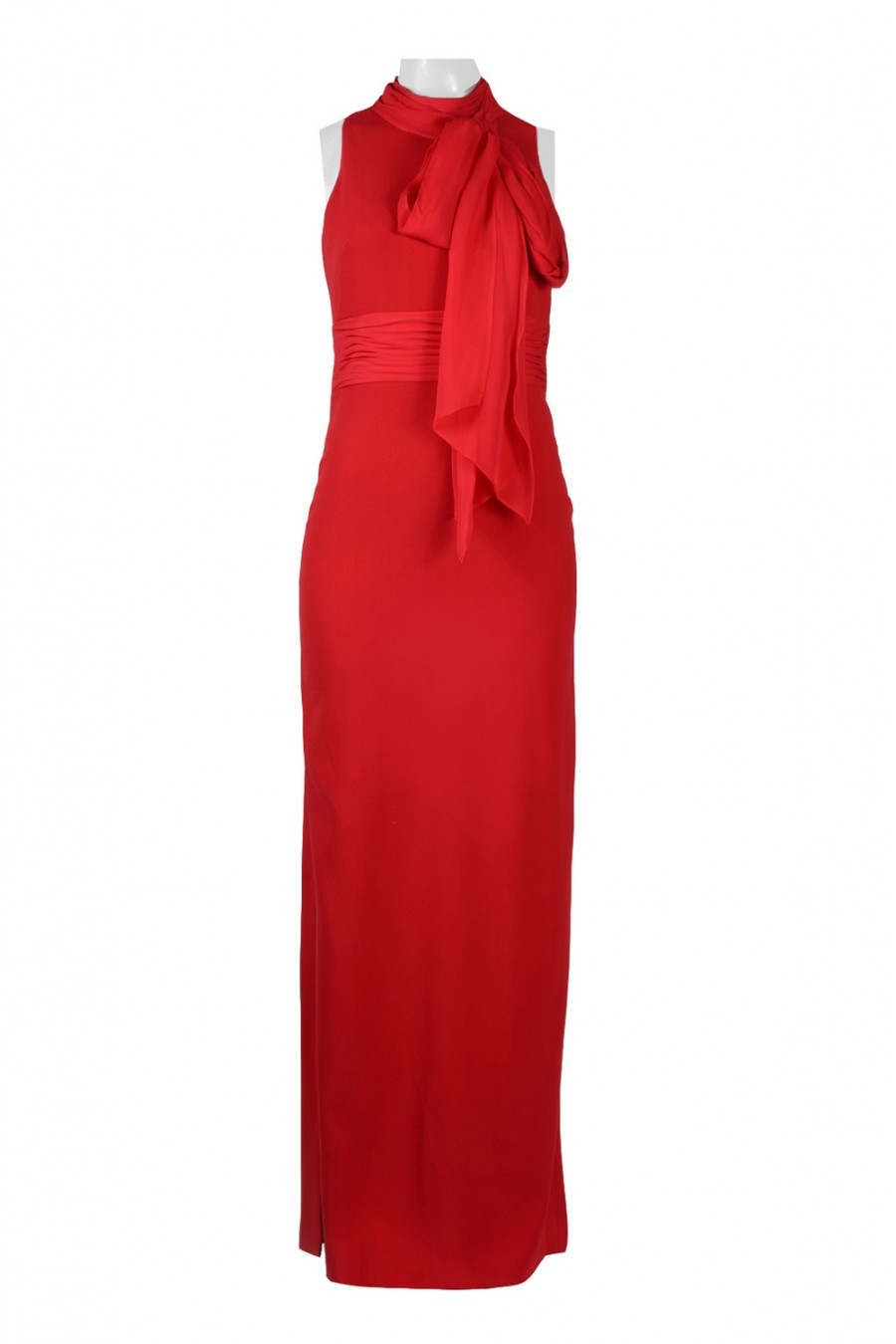 Pre-owned Aidan Mattox Garnet Red Chiffon High Neck Sleeveless Gown Size 2 8 $385