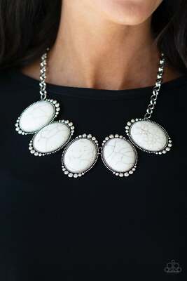 PAPARAZZI PRAIRIE GODDESS - WHITE STONES - NECKLACE AND MATCHING EARRINGS