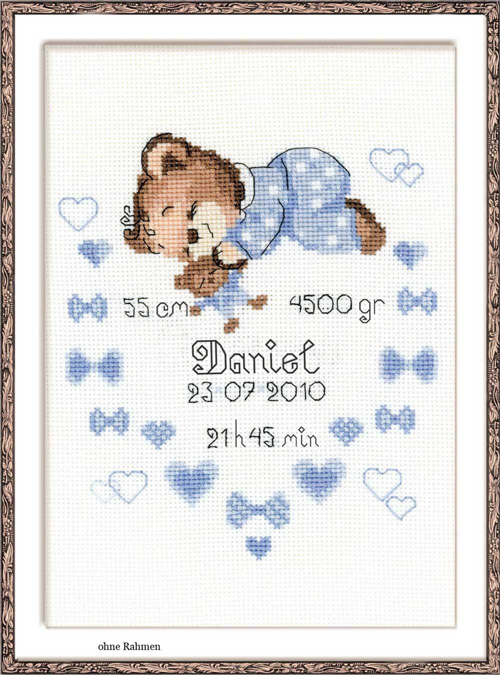Riolis counted cross stitch Kit Boys Birth Announcement, DIY