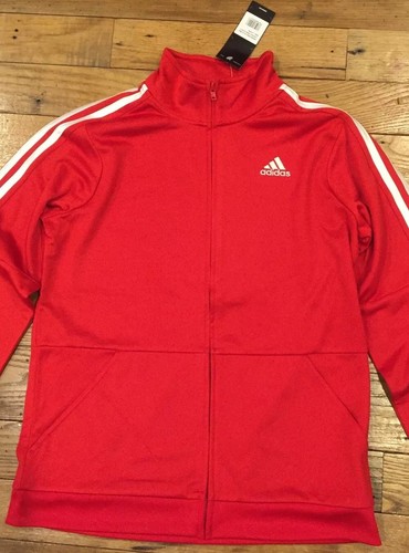 NWT Adidas Youth Full Zip Track Sports Jacket, Large (14/16) Red/White