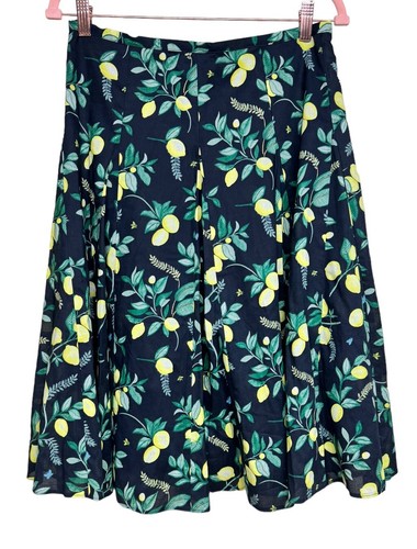Hobbs London Melina Lemon Print Cotton Skirt Women's Size 6