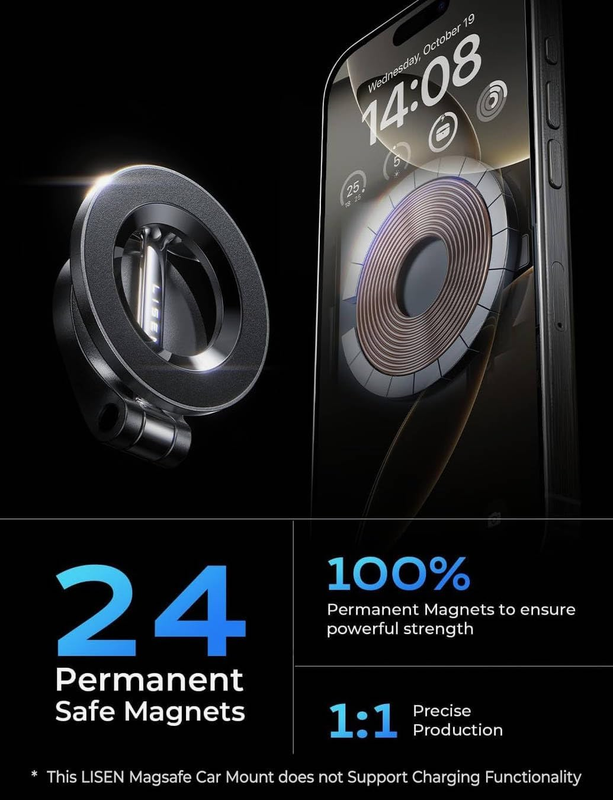 for MagSafe Car Mount, [24 Strong Magnet] 360° Rotation Magnetic Phone Holder fo