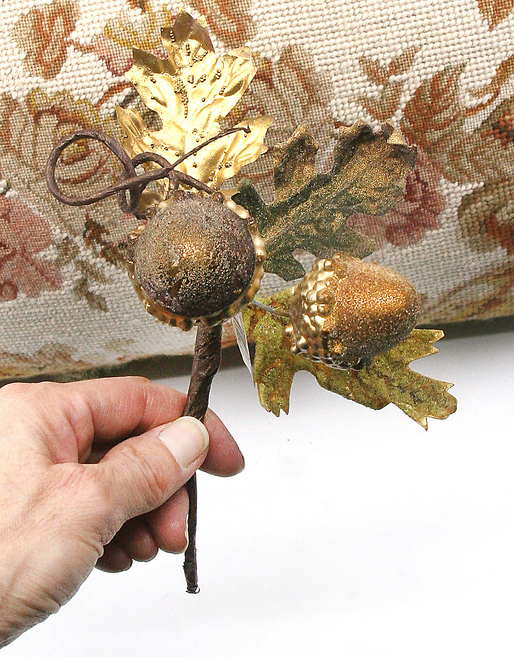 OAK LEAF ACORN AUTUMN FALL FLORAL HOME DECOR DECORATION SPRAY STEMS 7.75"