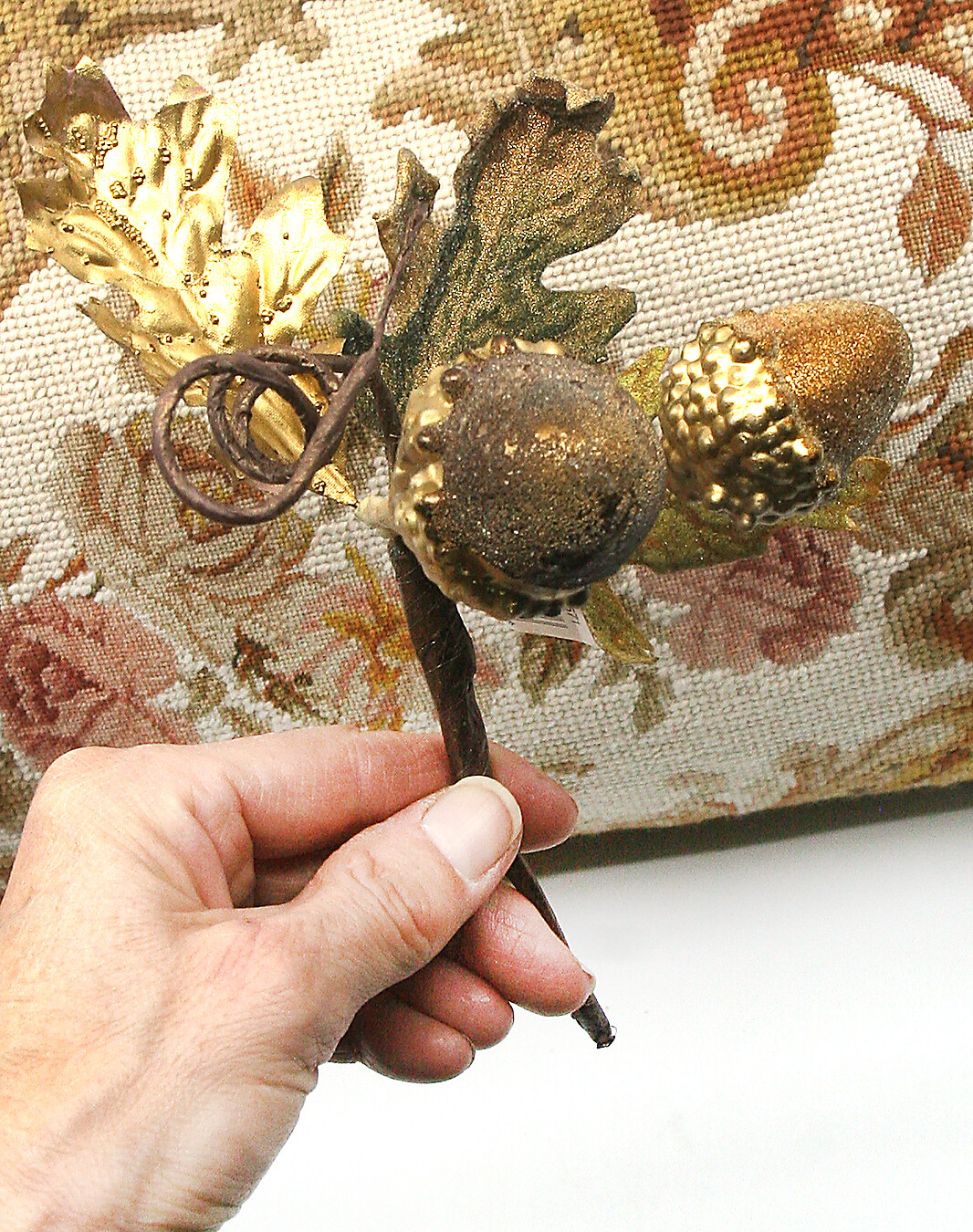 OAK LEAF ACORN AUTUMN FALL FLORAL HOME DECOR DECORATION SPRAY STEMS 7.75"