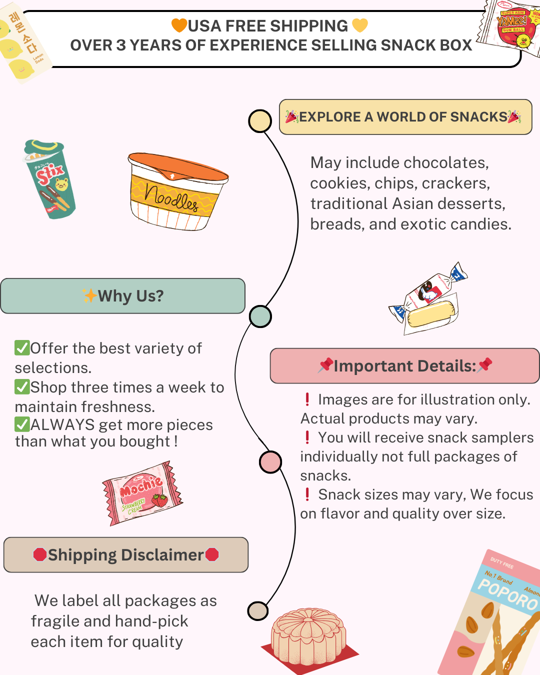 Free Priority 60 Pieces With Drink Japanese Korean Asian Snacks | SNACK SAMPLERS