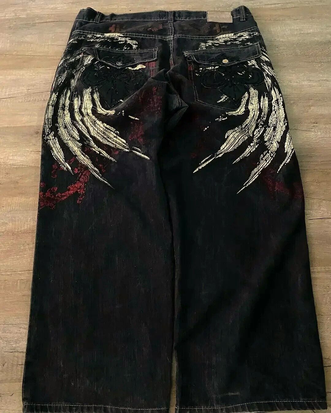 Jeans Retro Graphic Printing Baggy Jeans Black Pants Men Jeans Retro Graphic Printing Baggy Jeans Black Pants Men