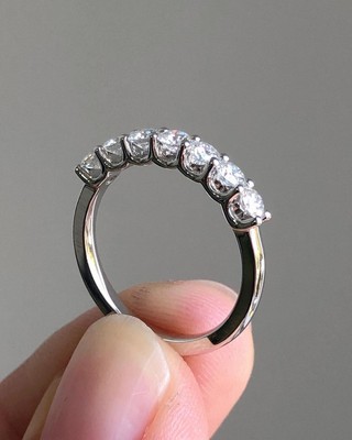 0.72 CT E-F/VVS Round Lab Grown Diamond 14K Gold 7 Stone Wedding Band For Her