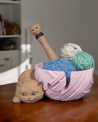 Kit-Cat Yarn Bowl and Hook Case