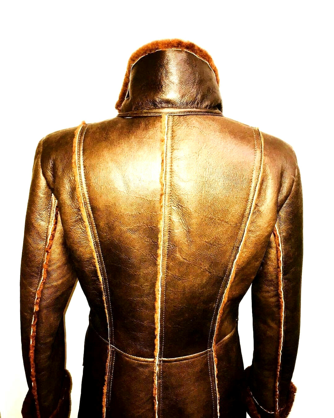Pre-owned Luxor Leathers And Furs Shearling Fitted Coat Gorgeous Quality Unique / Luxor Leather And Furs In Brown