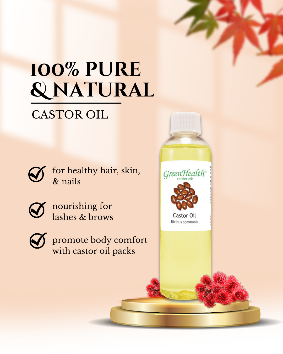 Castor Carrier Oil (100% Pure/Natural) FREE SHIPPING Many Sizes