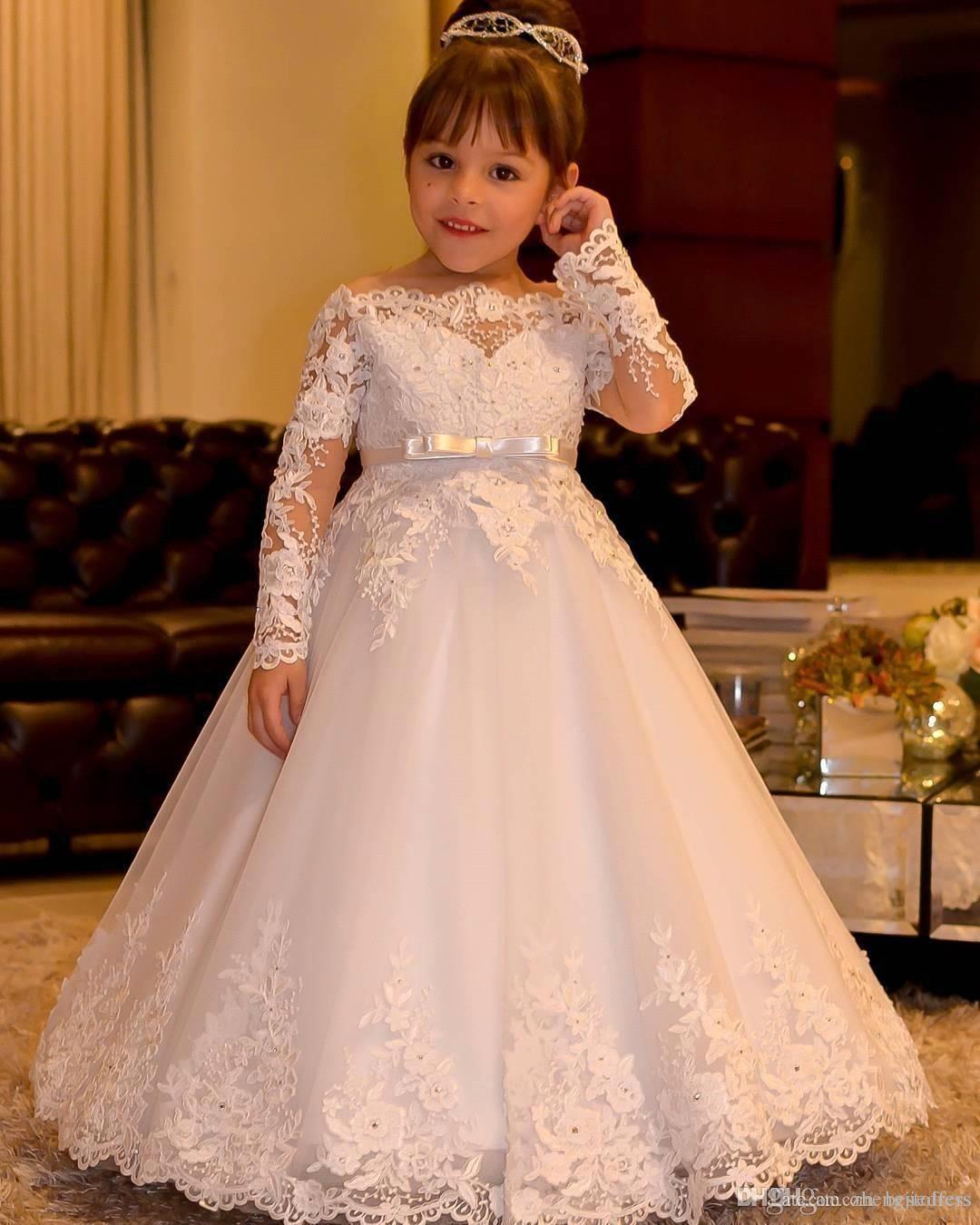 lace sleeve flower girl dress