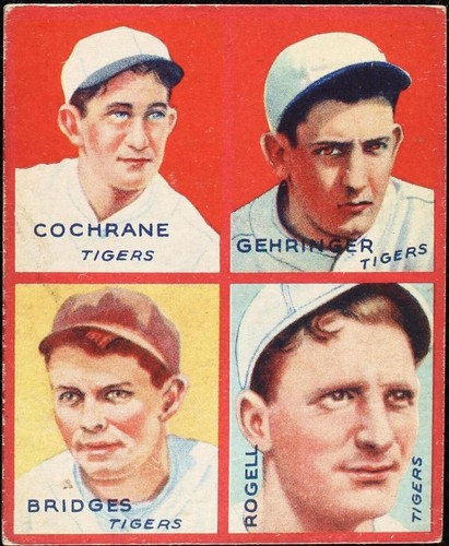1935 Goudey 4-in-1 - Billy Rogell Charlie Gehringer Mickey Cochrane #1D