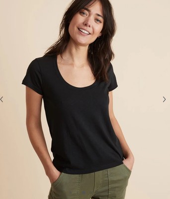 Marine Layer Classic Scoop Neck Tee Black womens shirt short sleeve nwot supima