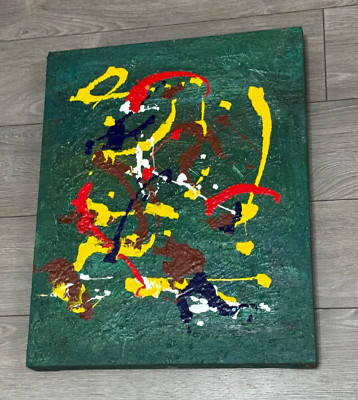 HILDA EPNER  B1929-2023  GREEN ABSTRACT ON CANVAS  - NY LISTED ARTIST - 16 x20 