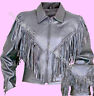 Pre-owned Allstate Leather Ladies Women's Cowhide Black Leather Biker Motorcycle Jacket Fringe Sizes Xs-5x