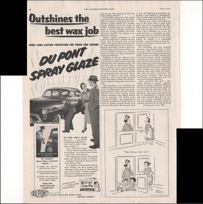 DuPont Spray Glaze Outshines The Best Wax Job Car 1952 Vintage Advertisement