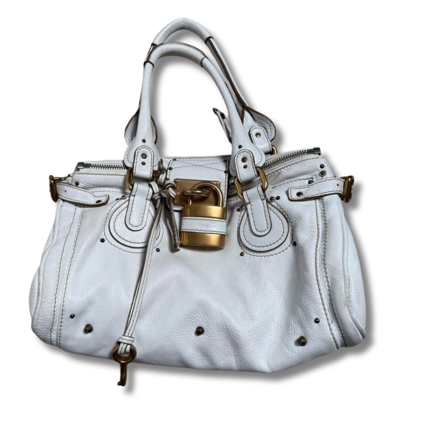 Chloé Paddington Bag White Chloe White Leather Paddington Pocket Shoulder Bag