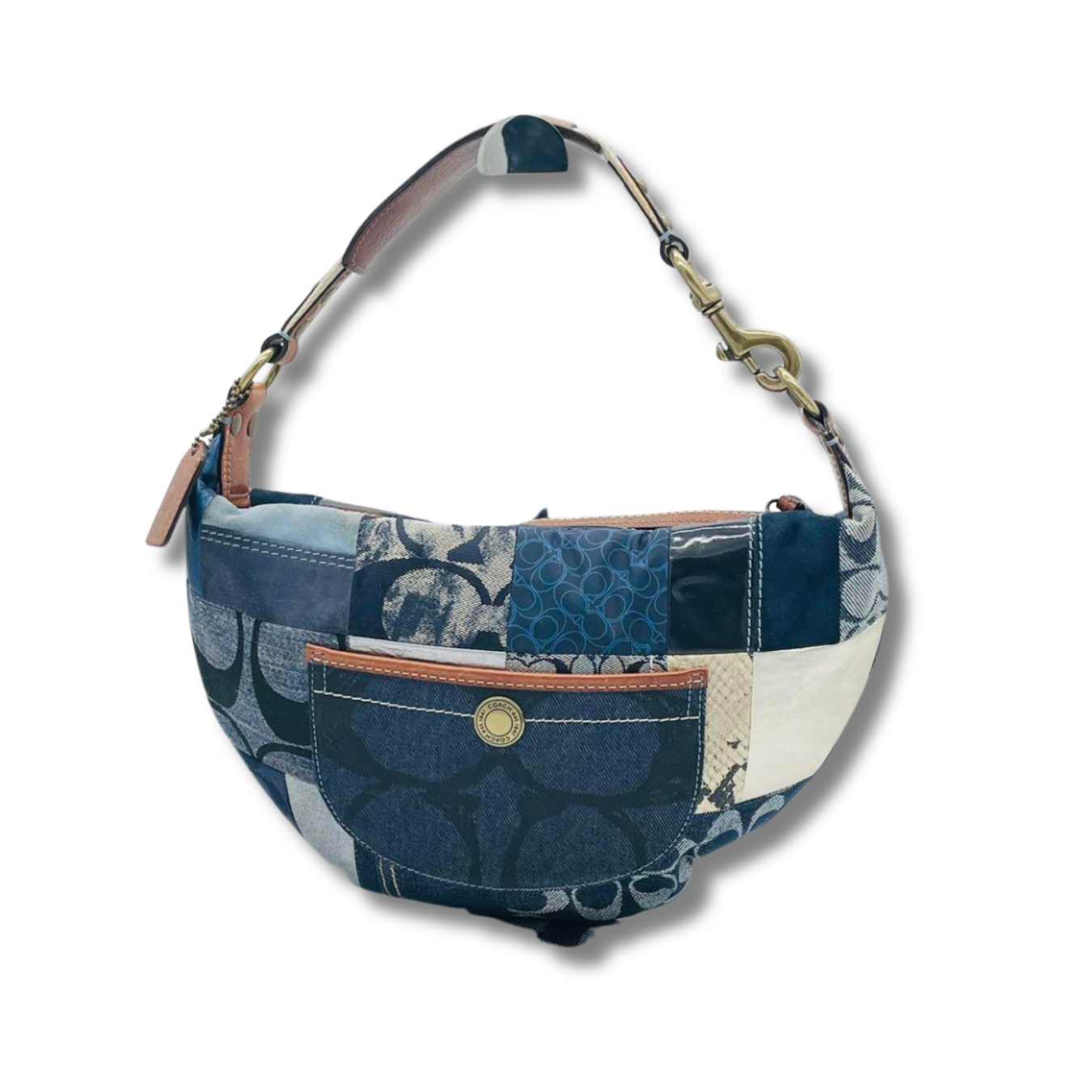 バッグ COACH denim patchwork signature shoulder COACH Denim Patchwork Hobo Shoulder Handbag Tote Vintage w/Charm