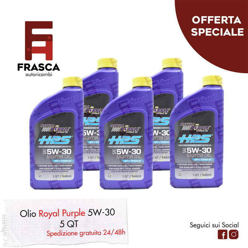 Olio Motore Sintetico Hps 5w30 Royal Purple Alte Prestazioni Benzina Diesel 5 Pz