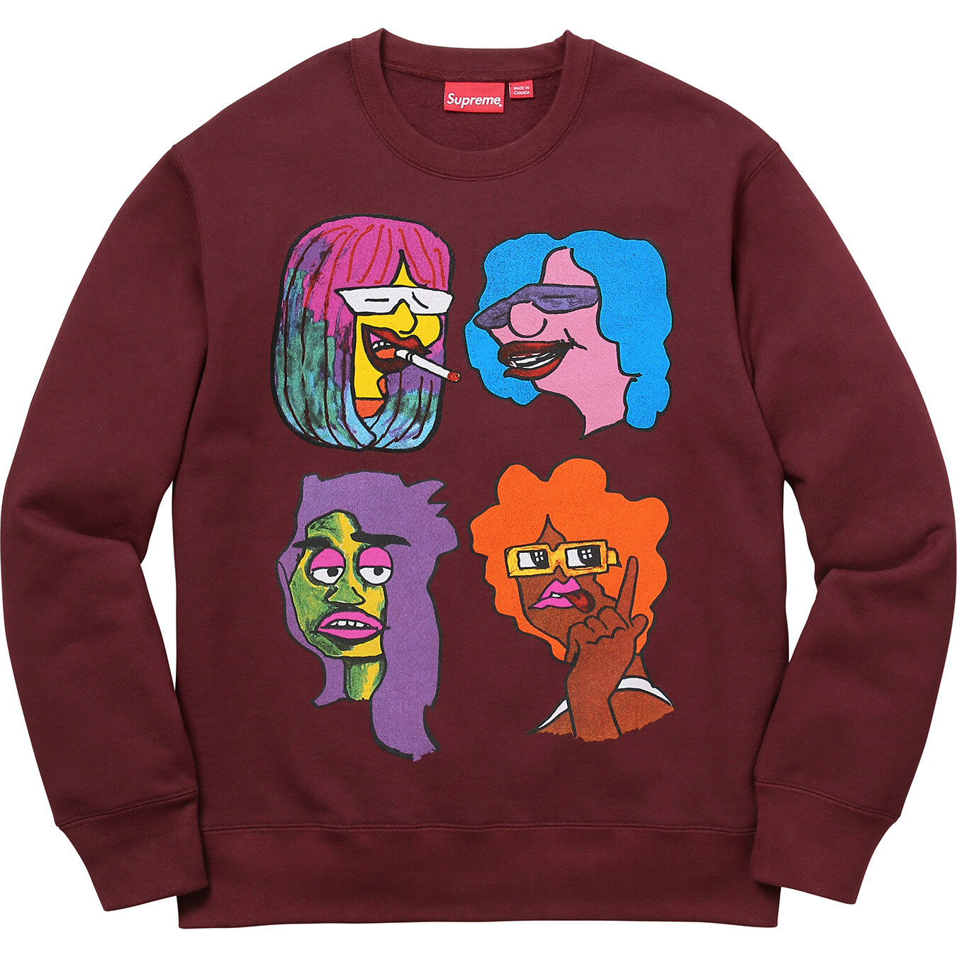 Supreme Gonz Heads Crewneck Sweater Burgundy Size L Mens Supreme Gonz Heads Crewneck Sweater Burgundy Size L Mens