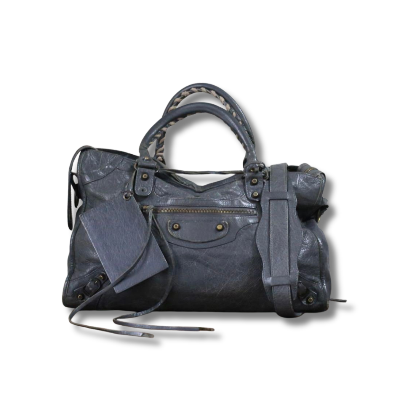 Balenciaga The City Hand Shoulder Bag Leather Gray Strap Mirror