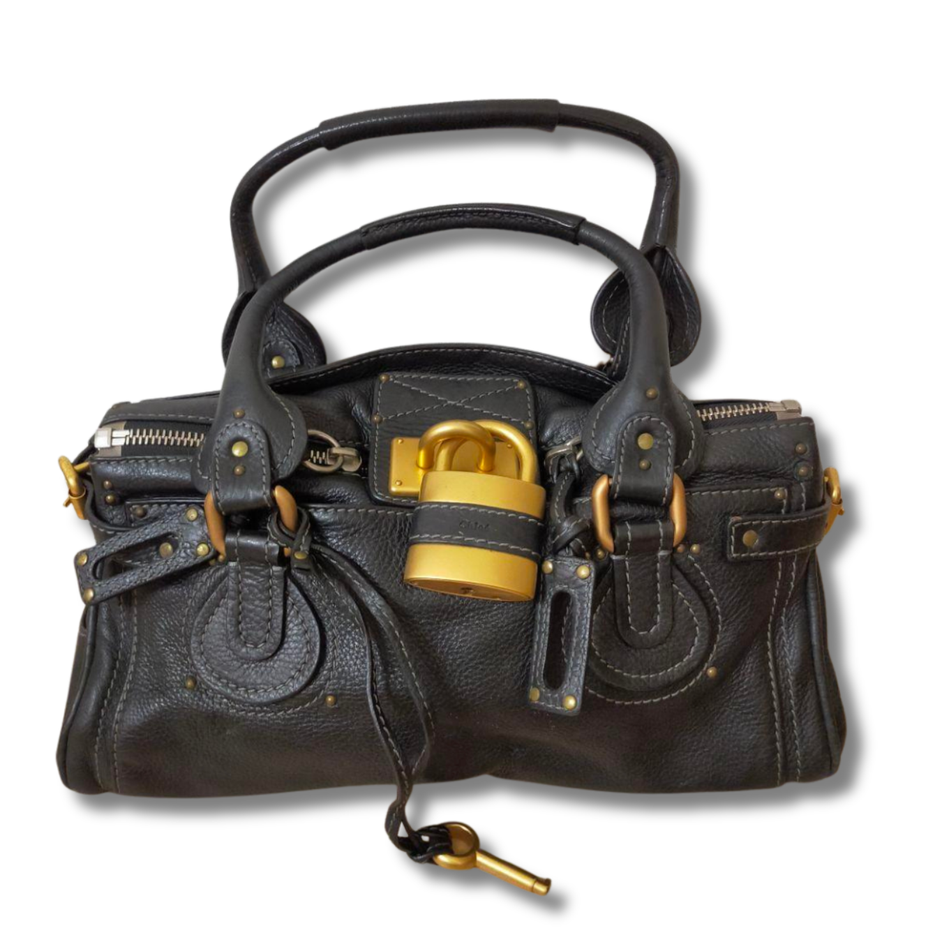 Vintage Chloé Paddington Hand Bag y2k Chloe Paddington Handbag Black Leather Padlock Key Y2K Vintage 35
