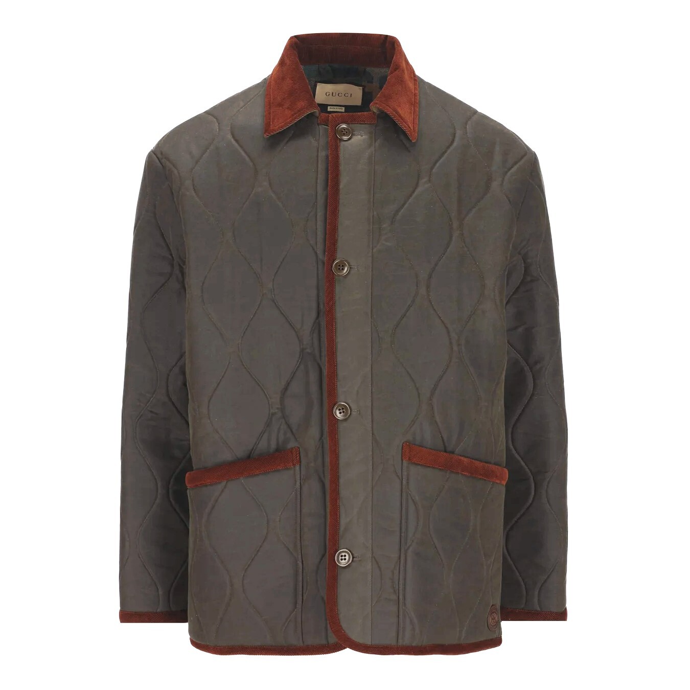 GUCCI 731359 Wool Quilt Canvas Shirt Jacket Corduroy Trim GUCCI 731359 Wool Quilt Canvas Shirt Jacket Corduroy Trim