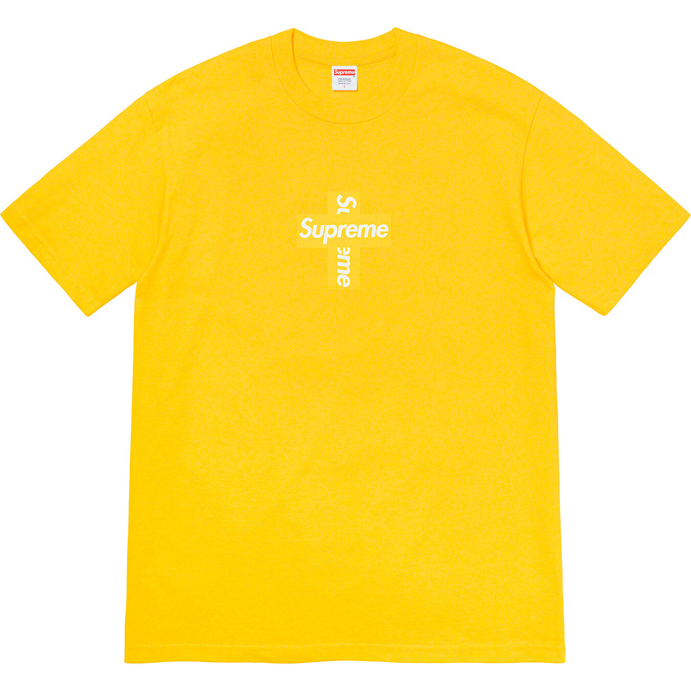NEW Supreme CROSS BOX LOGO TEE Yellow T Shirt FW20 2020 Size L