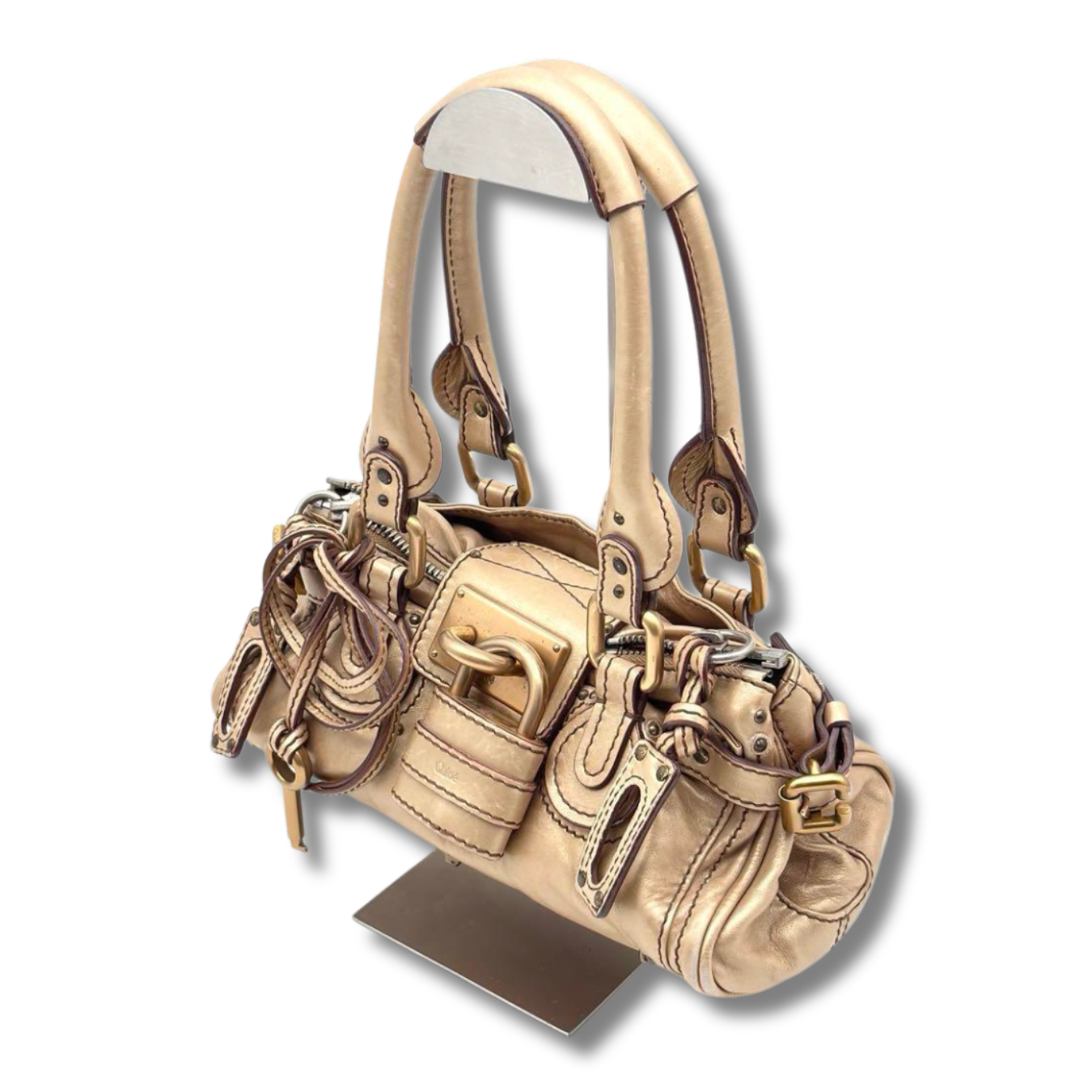 Chloe Paddington Mini Handbag Leather Gold Lock Key Rare Vintage