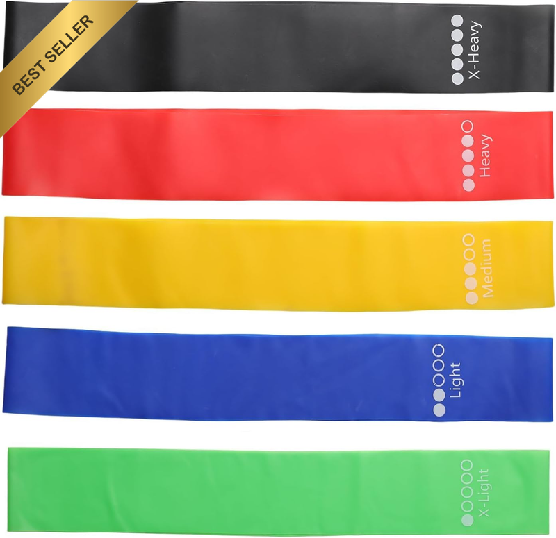 5-Piece TPE Exercise Bands Set, Eco-Friendly Non-Toxic Workout Loops with 5 Tens