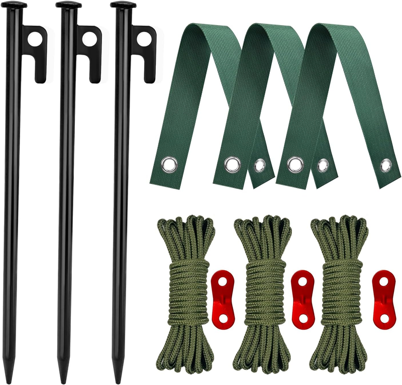 Tree Stakes and Supports, Heavy Duty Tree Stakes Kit Include 3Pcs Tree Straps fo