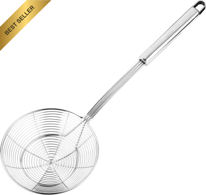 Solid Stainless Steel Spider Strainer Skimmer Ladle, 7 Inch