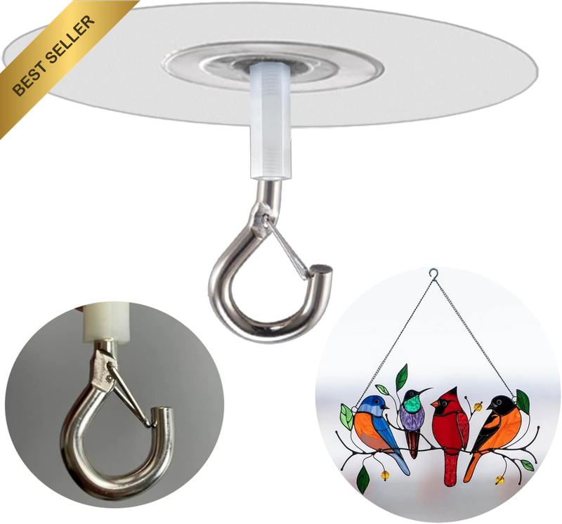 No Hole Adhesive Ceiling Hooks for Hanging Light Plants,Sticky Eye Hooks for Han