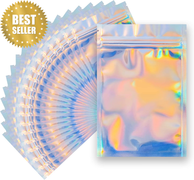 100 Pieces Resealable Smell Proof Bags - 4 X 6 Inches Foil Pouch, Flat Clear Zip
