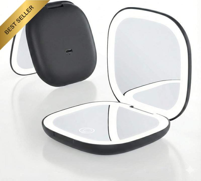 5X Magnifying Lighted Makeup Compact Mirror, Rechargeable Travel Mirror with LED