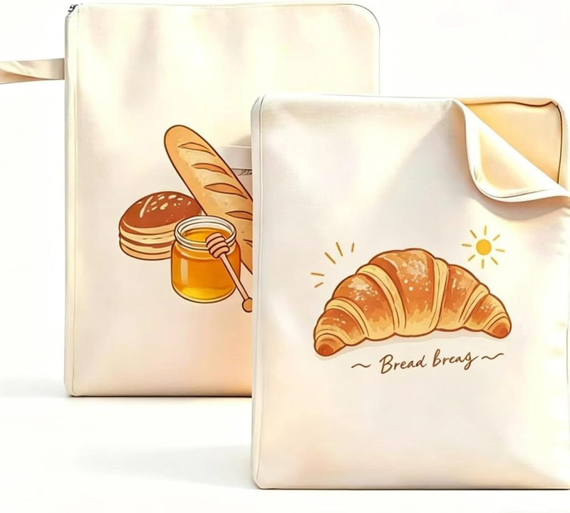 Beeswax Bread Bag, 2 Pack Extra Large with Zipper Seal, Reusable Storage for Sou