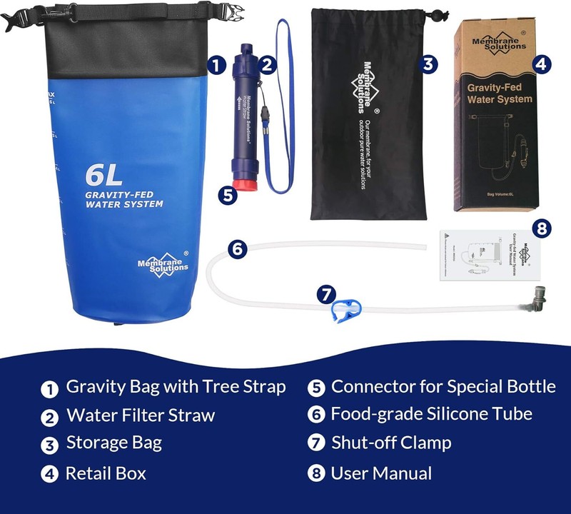 Gravity Water Filter Pro 6L,0.1-Micron Versatile Water Purifier,Outdoor Survival