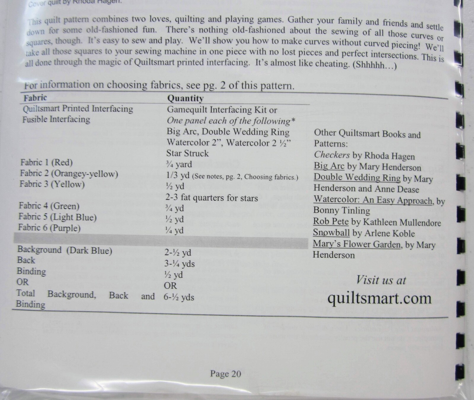 Quiltsmart Gamequilt Printed Interfacing