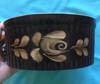 Denby BAKEWELL Stoneware England souffle baking dish FLOWERS 2PT