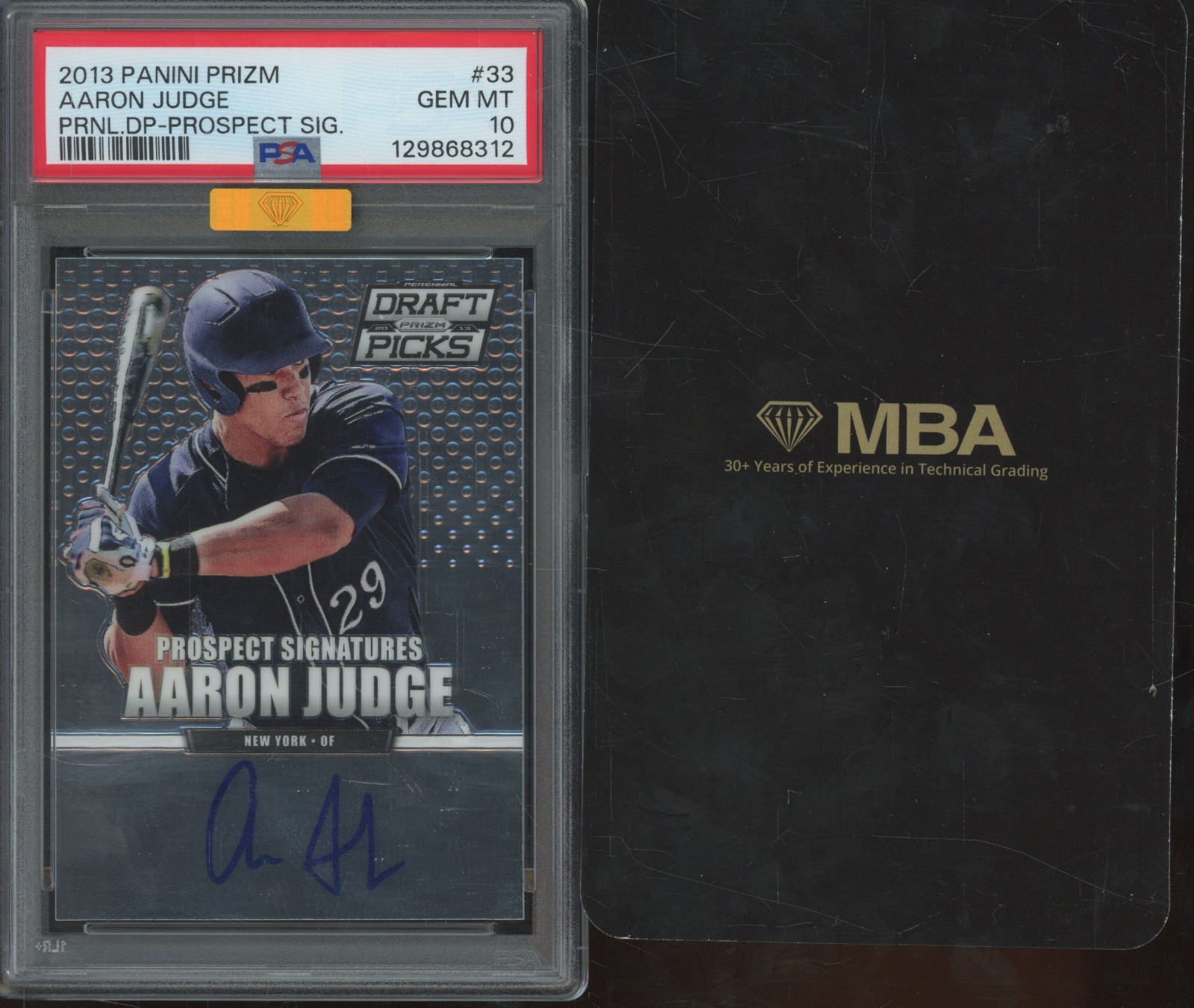 2013 Prizm Prospect #33 Aaron Judge RC Rookie Auto MBA Gold Top 5% Gem PSA 10