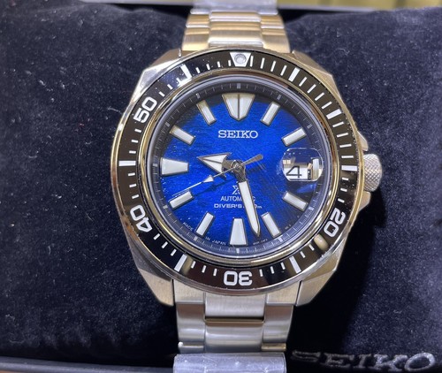 Pre-owned Seiko Prospex Samurai Manta Ray Automatic Watch Blue Dial Srpe33 Made In Japan