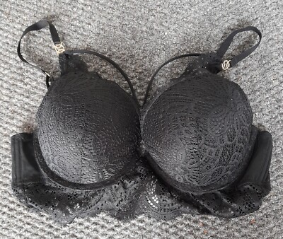 size 36B Sexy Black Lacy Bra gorgeous slim plump up breasts enhanced beautiful